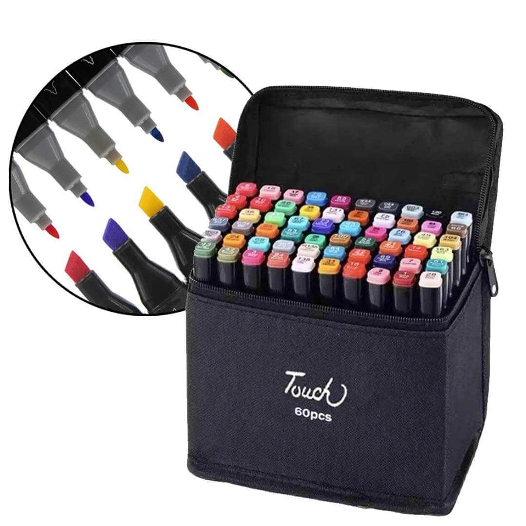 Set de 60 Marcadores de Doble Punta – Colores vibrantes y versatilidad en cada trazo
