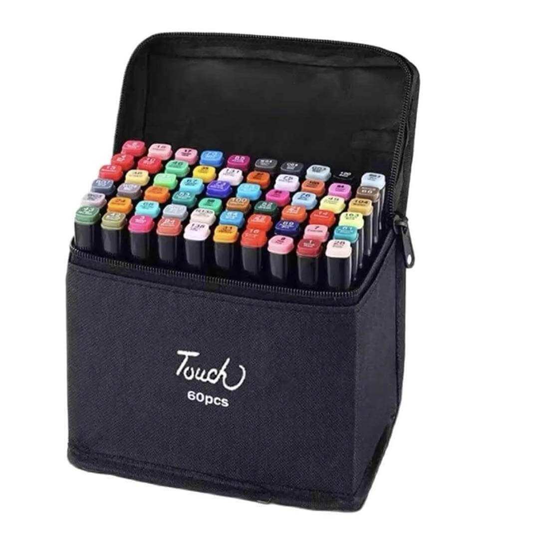 Set de 60 Marcadores de Doble Punta – Colores vibrantes y versatilidad en cada trazo