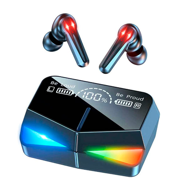 Auriculares Bluetooth M28 TWS color negro con pantalla LED frontal
