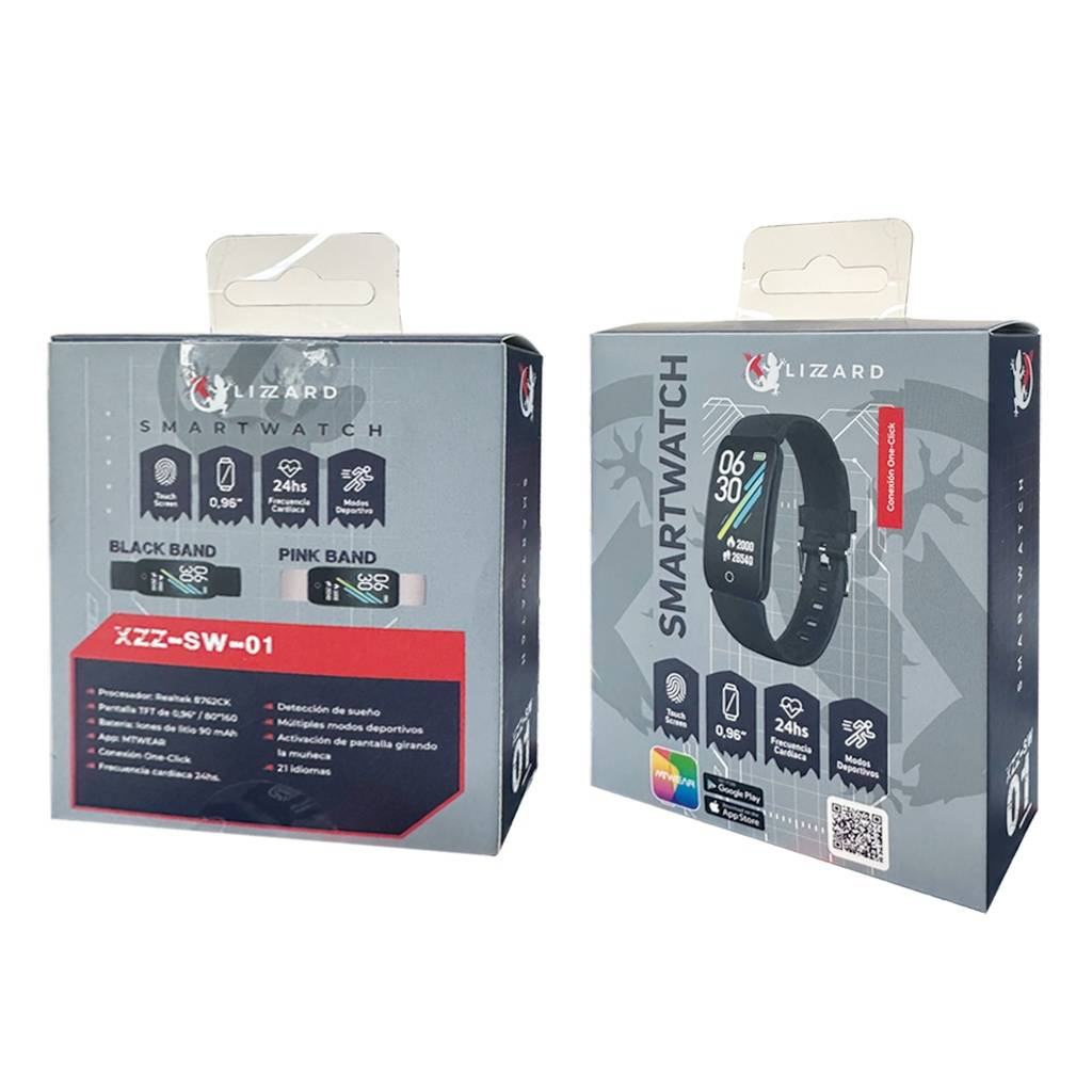 Smartwatch X-Lizzard XZZ-SW-01/R Negro y Rosado | Reloj Inteligente Deportivo con Monitor de Salud